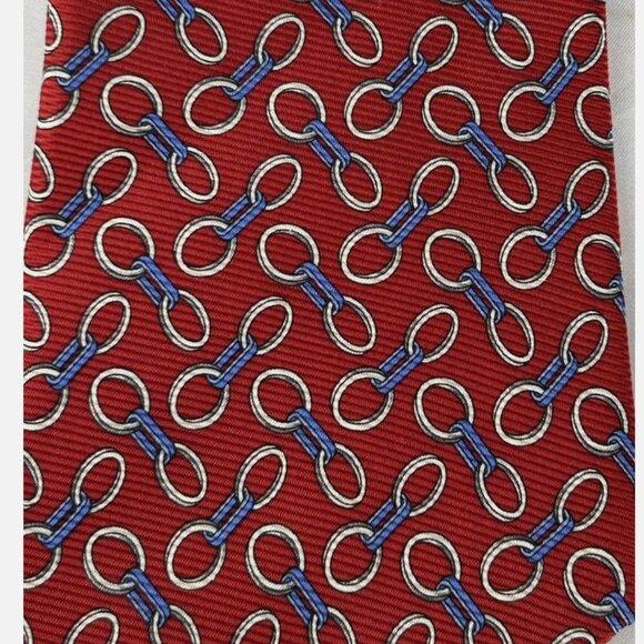Brooks Brothers Red Chain Link Textured Silk Neck Tie Made In USA - Picture 3 of 5